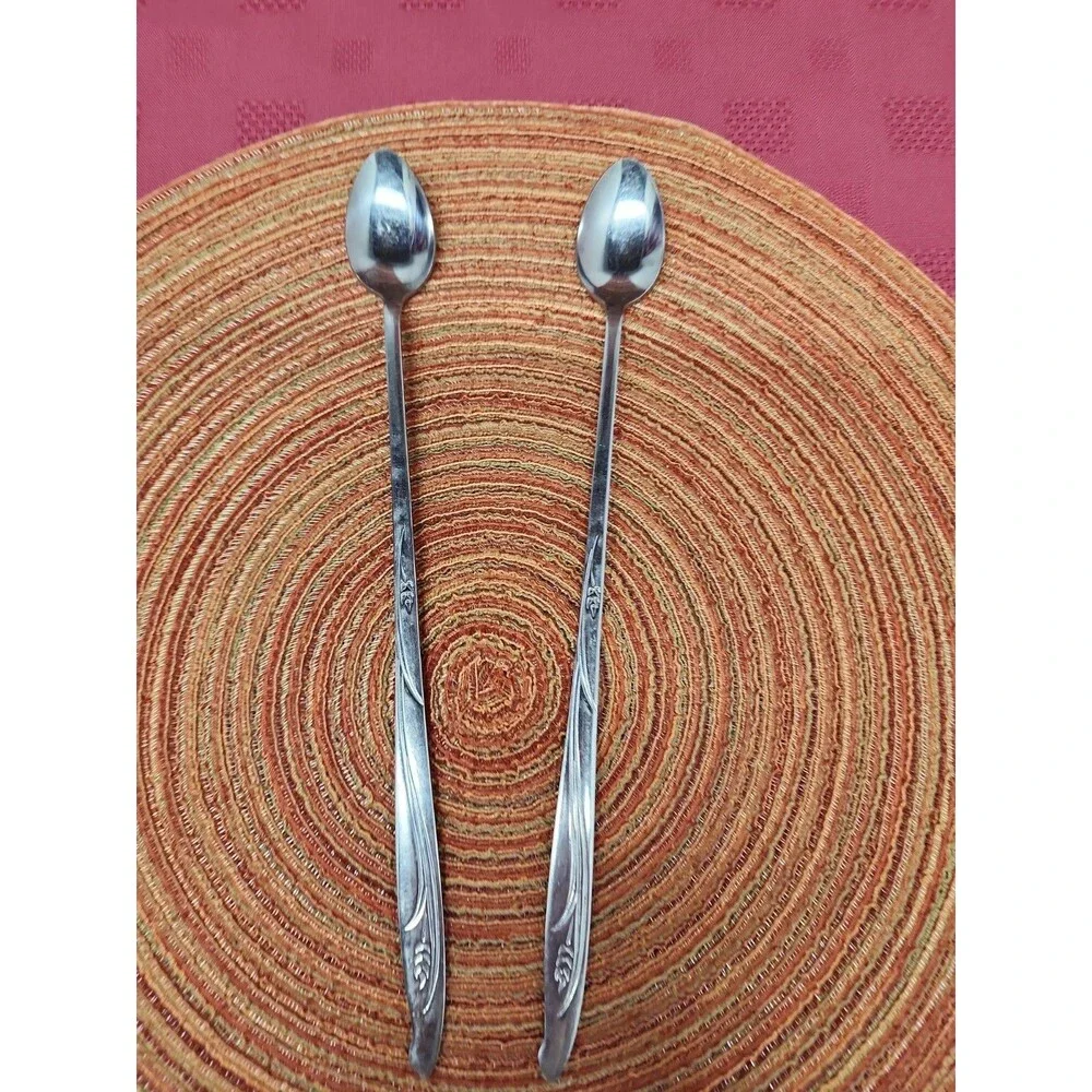 Gracious Wheat By Present Flatware Set Of 2 Ex Long Iced Tea Spoons Japan 1960s